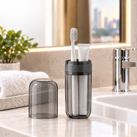 Toothbrush Travel Container Case for Oral Care - Transparent Portable Holder for Travel, Gym, Camping & Business Trips