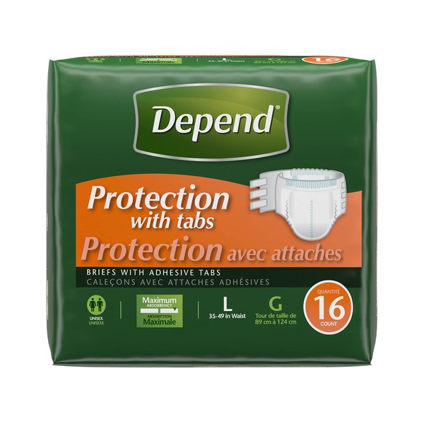Depend Protection with Tabs, [Large], Maximum Absorbency, 16-Count Package