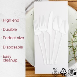 Smarty Had A Party Solid White Moderno Disposable Plastic Dessert Forks 240 Forks Heavy Duty Plastic Forks for Parties Catering and Events Premium Bulk Forks Disposable