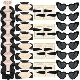 Bridesmaid Scrunchies Proposal Gifts 4.1inch 40pcs Bachelorette heart sunglasses Hair Claws Clips gift for Wedding Party Favors (Black)