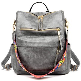 ZOCILOR Women's Fashion Backpack Purse Multipurpose Design Convertible Satchel Handbags and Shoulder Bag PU Leather Travel bag (Grey)