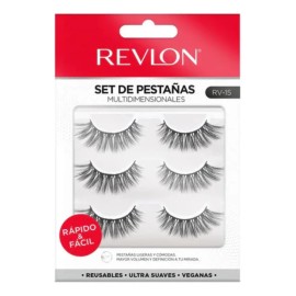 Pack X3 Pares De Pestañas Rv-15 Color Negro Modelo 3 Revlon Negro Modelo 3 2 Mm 2 Mm