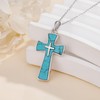 Genuine Turquoise Cross Necklace Sterling Silver Boho Natural Gemstone Necklace