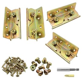 Dreamtop 4 Sets Non-Mortise Bed Rail Brackets Heavy Duty Rust Proof Bed Rail Brackets Hardware Frame Bracket Fittings Fastener (Screws Included)