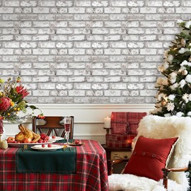 Commomy 10 Pcs 3D Faux Brick Wall Panels -11.8"X11.8" Small Size PVC Brick Peel and Stick Wall Panels DIY Self-Adhesive Wall Tile Faux Brick Paneling for Bedroom, Living Room, Kitchen, Fireplace