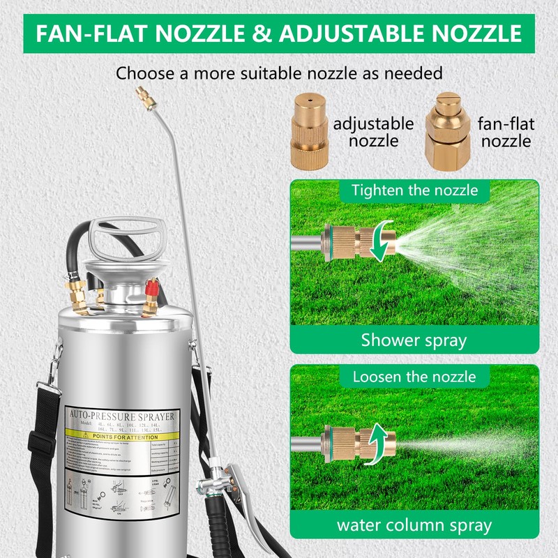 2 Gallon Stainless Steel Pump Sprayer - Hand Pump Sprayer