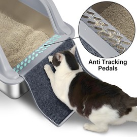 EGMEHOAD XL Stainless Steel Cat Litter Box -Extra Large 23.6"x15.8"x12" Metal Litter Box High Sides for Big Cats&Multiple Cats, Cat Litters Boxes with lid Easy to Clean, No Odor,Anti-Urine Leakage