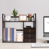 Bamboo Bookshelf, Desktop Organizer Office Desk Rack Storage Shelves, with
