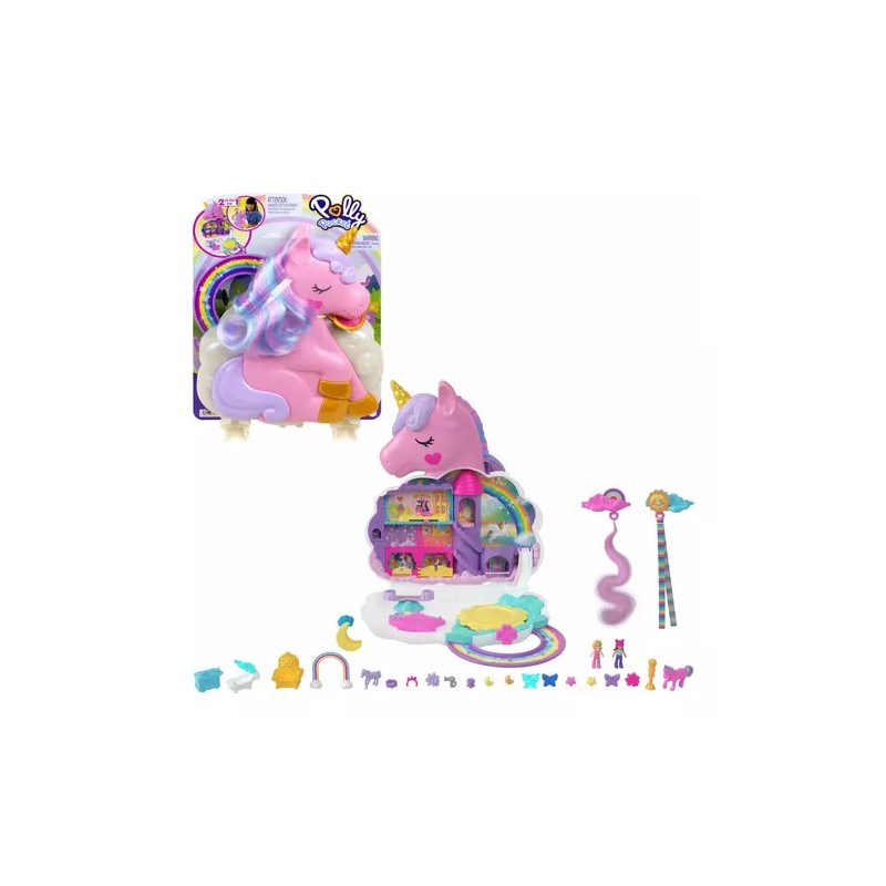 Polly Pocket Set De Juego Unicornio Con Salón Arcoíris