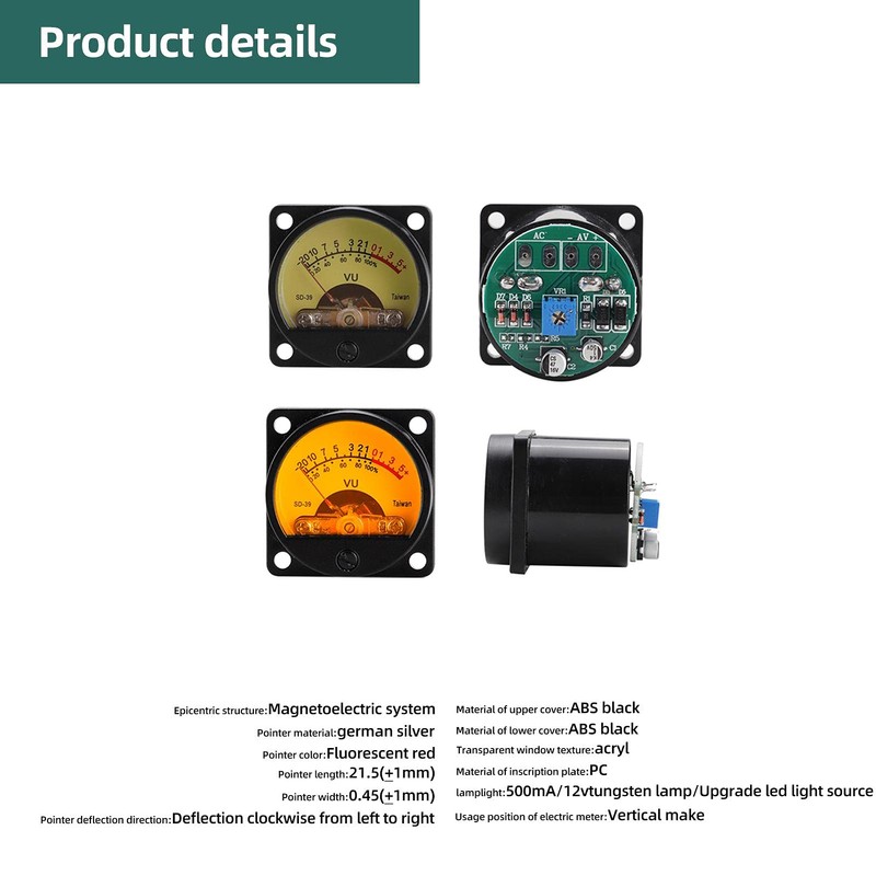 BuyWeek VU Meter, TS-35(SD-39) Audio Level Meter DC 12V 50mA