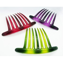 SIDE COMB 3 PCS FRENCH TWIST HAIR COMB MIX COLER (Marble) TWO TONE MIX 7 TOOTH IT DELUXE.