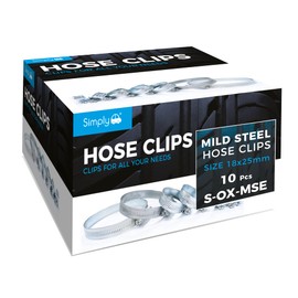 Simply S-OX-MSE 10 Pack 18-25mm Mild Steel Hose Clip Jubilee Clip - Strong, Durable, Easy to Use