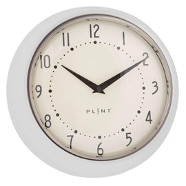 LS-LebenStil Vintage Metal Wall Clock Cream White 23 cm Kitchen Clock Office Clock Round Retro Nostalgia Ideal for Bedroom Hallway Office Kitchen Living Room Dining Room Quiet Silent No Ticking with