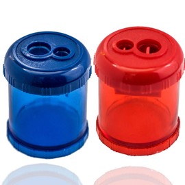 Wekoil Manual Pencil Sharpener Dual Twin Holes Duty Metal Sharp Blade Crayon XL Sharpener with Large Round Catches Sharpening Regular HB Pencils Graphite Colored Jumbo Pencils for Students Teachers