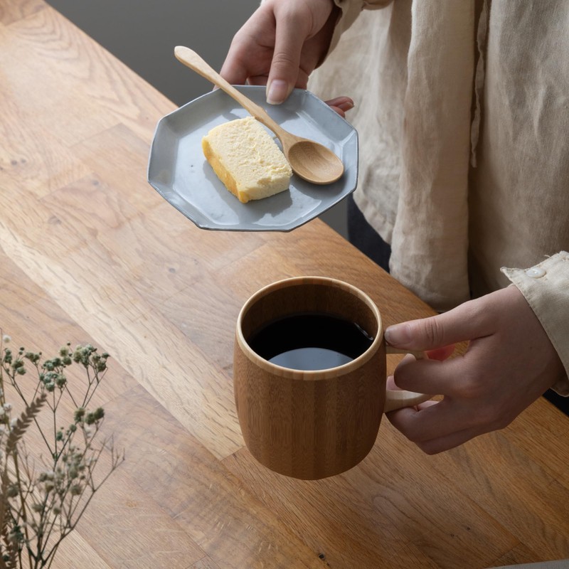 RIVERET Grande + Spoon 400ml Bamboo Dishwasher Safe RV-208S (Brown)