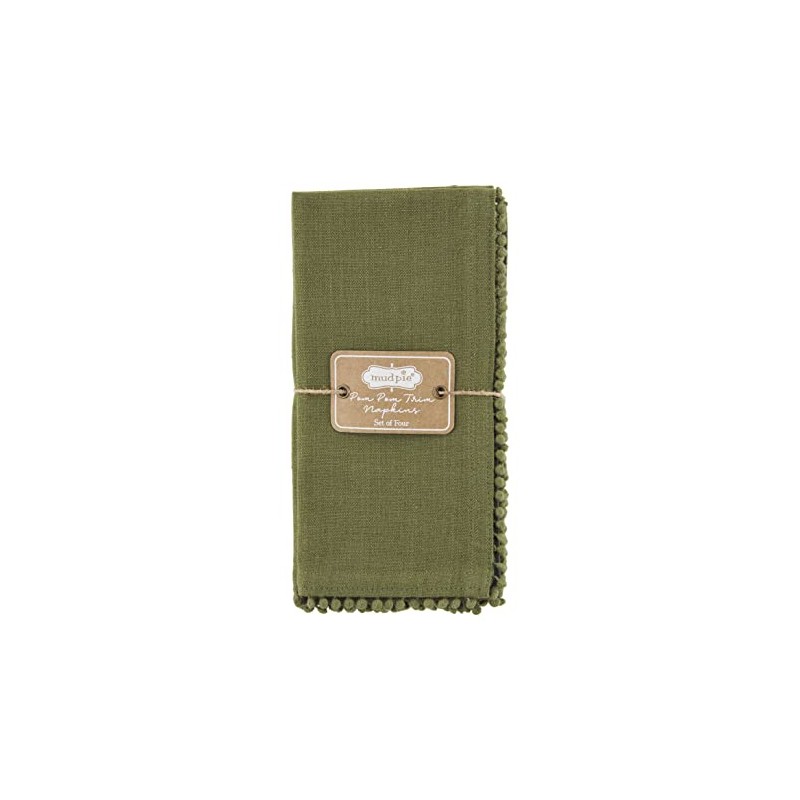 Mud Pie Sage Green Cotton Dinner Napkin Set of 4