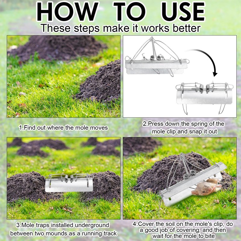 Qualirey Mole Trap Half Round Metal Mole Killer Reusable Ground
