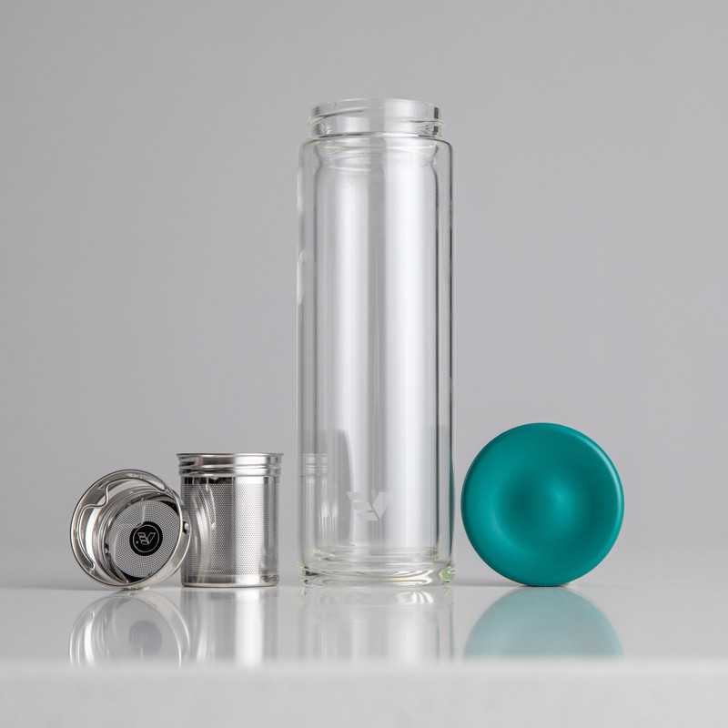 EVER VESSEL Glass Multi Tea Infuser Bottle 14oz - Double