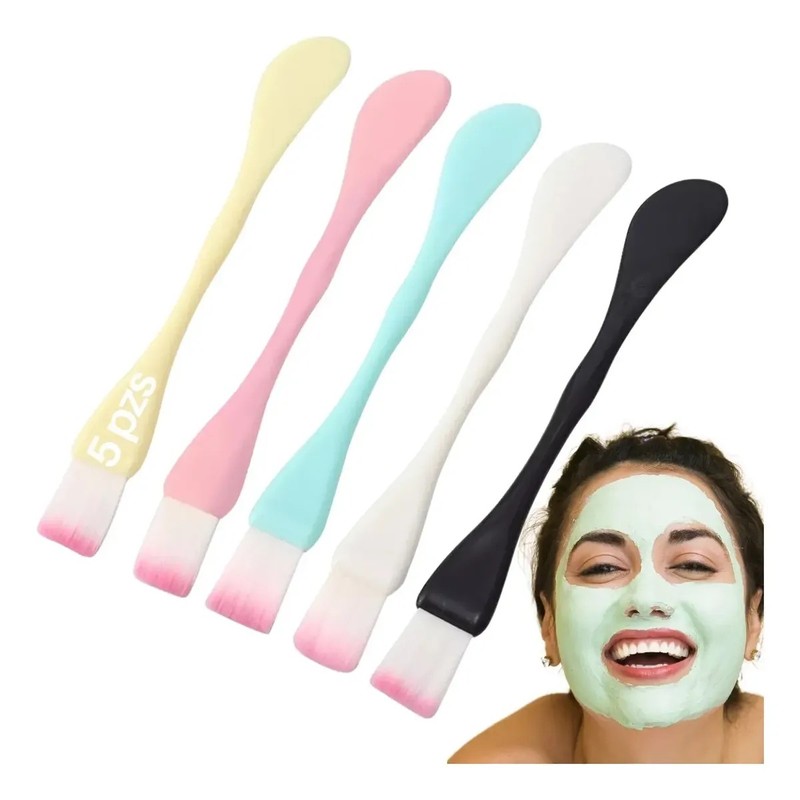 Brocha Japonesa Aplicador Mascarilla Cerdas Suaves Doble 5pz