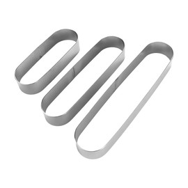 3Pcs Stainless Steel Mini Cookie Cutters Metal Baking Mold Mini Long Oval Mousse Ring Molds for Kitchen Baking Sponge Cakes Dessert Pies