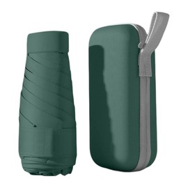 Compact Black Rubber Manual Folding Umbrella - 5-Fold Portable Sun Protection Umbrella with Zipper Case for Travel, Lightweight Windproof Sun Umbrella for Men and Women