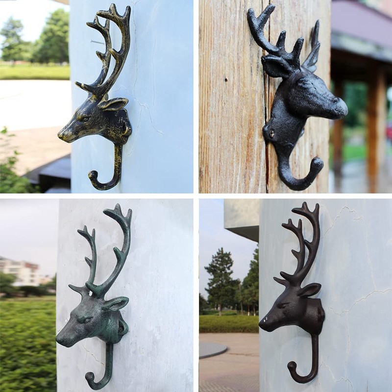 HIGHAWK Wall Hanging Hook Deer Animal Hook Decoration Cast Iron