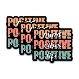 Set 3Pcs Positive Mind Positive Vibes Positive Life Sticker Funny Self-Love Humor Sticker Bookish Hard Hat Waterproof 3 Inches Die-Cut Vinyl for Water Bottle Laptop Phone for Friend Coworker Dad Mom