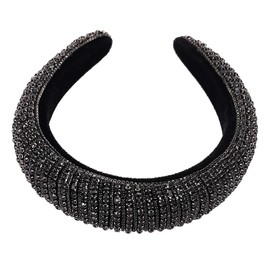 HZEYN - Diadema acolchada con diamantes de imitación, Negro