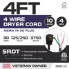 Iron Forge Cable 4 Prong Dryer Cord 4 ft, Black