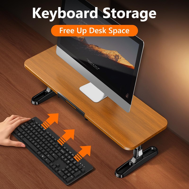 nediea Ergonomic Wooden Monitor Stand Riser with Height Adjustable Button