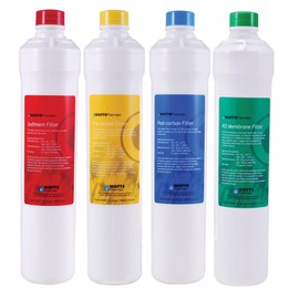 Watts Premier RO 4-Pack Filter Kit for 4 Stage Pure Plus/Zero Plus Reverse Osmosis System, Push Button Water Filter Replacement, Sediment, Carbon Pre- & Post, and Membrane Variants Included
