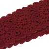 Women's Knitted Headband Girls Wide Knitted Headband (Crochet Burgundy), One