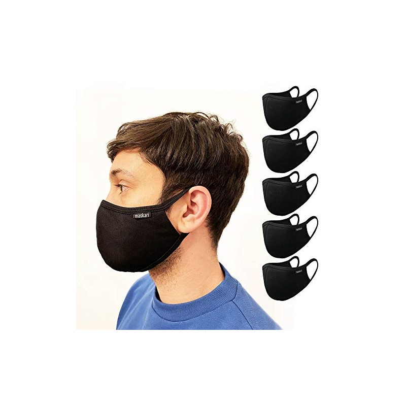 Maskari Maskari Black Reusable Face Mask | Washable | 3