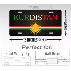 SignsAndTagsOnline.com Kurdish Flag License Plate Kurdistan Alaya Rengîn Kurds Flag Auto Tag