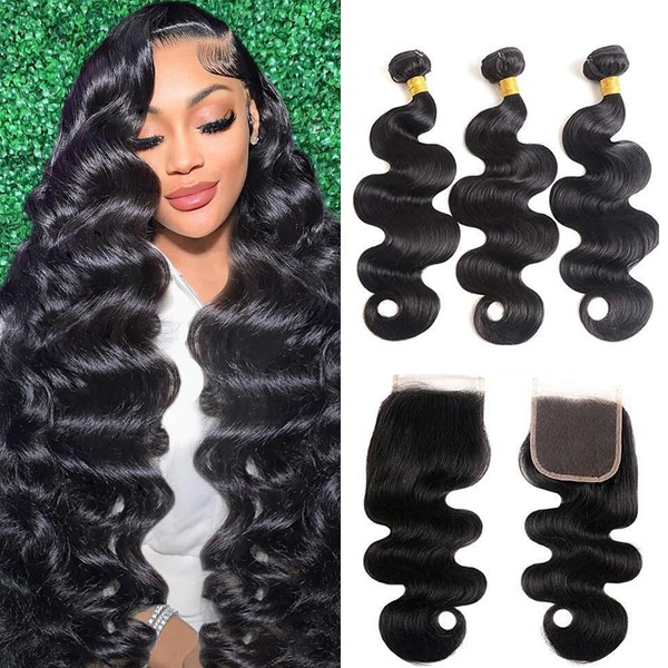 Body Wave Bundles with Closure Human Hair 3 Bundles with