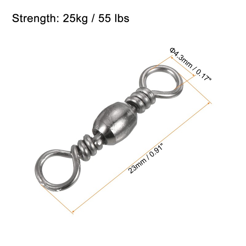 PATIKIL Fishing Barrel Swivel, 30Pcs 55lb Carbon Steel Solid Ring
