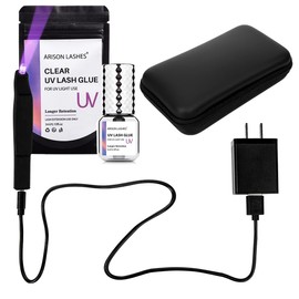UV Lash Glue (3ml) with Light, 2-in-1 Portable UV LED Lamp Eyelash Extension Glue Applicator, Safe and Easy to Use for Home, Travel, Salon, Professional and Personal Use