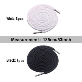 Luckkyme 16 Pack Replacement Drawstrings Drawcords 8 Pieces Cord Locks for Pants Sweatpants Hoodies Scrubs Jackets Shorts, with 3 Pieces Drawstring Threader Re-Threader Tool 53" Long