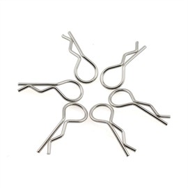 ZRM&E 100pcs 1/16 RC Body Clip Small Bent Body Clips Metal Cotter Pins Springy R Shape Snap Pin Clips for RC HSP Car Truck Buggy Crawler Parts