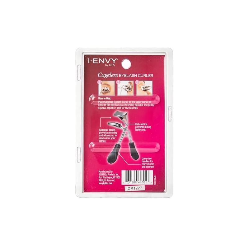 i-ENVY Cageless Eyelash Curler with Extra Silicone Refill Pad, Pinch-Free