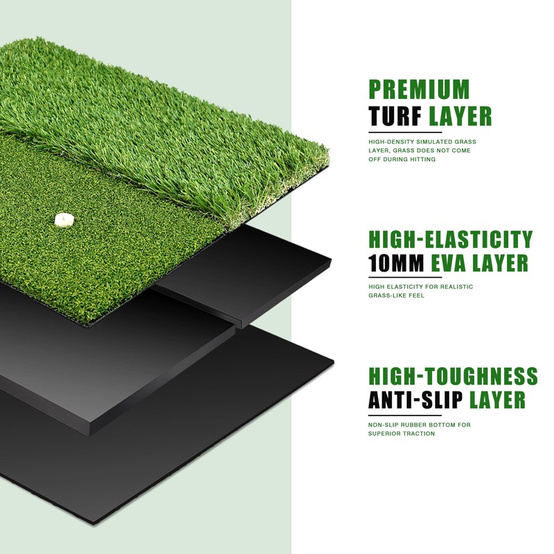 BIRDIEBLAST Premium Golf Hitting Mat, 10mm Foam Padding with Rubber