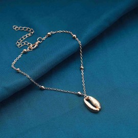 YienDoo Boho Shell Anklet Bracelet Gold Beads Ankle Chain Alloy Shell Pendant Foot Chain Minimalist Summer Beach Anklet Foot Jewelry