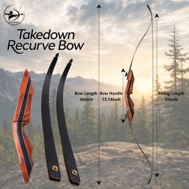 PMZ Archery Field Hunting Bow Recurve 60 Inch 20 60 Lbs Outdoor Sport Shooting Practice Consistent Performance PowerColor: Black 25lbs