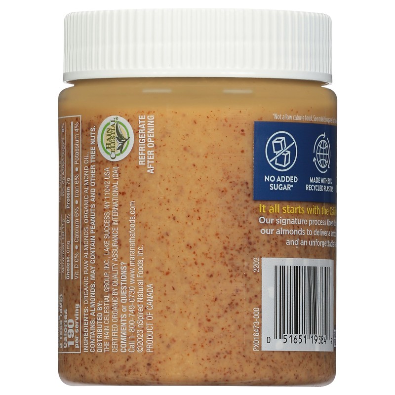 MaraNatha Organic Creamy Raw Almond Butter, 12 Ounce Jar