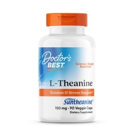 Doctor's Best L-Theanine Contains Suntheanine, Helps Reduce Stress & Sleep, Non-GMO, Gluten Free, Vegan, 150 mg (DRB-00197), 90 Count