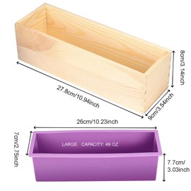 ZOENHOU 3PCS 42oz Soap Molds, Flexible Rectangular Silicone Soap Making Molds Kit with Wood Box DIY Tool Set for Soap Making Supplies