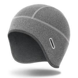 MELASA Winter Helmet Liner Skull Cap for Men Women, Fleece Lined Warm Cycling Cap with Glasses Holes, Thermal Hat Beanie for Running Cycling Motorcycle(Light Gray)