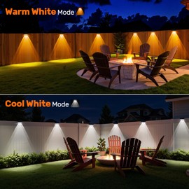 NIORSUN Solar Fence Lights,6 Pack Deck Light,Led Outdoor Lights Warm White + RGB Wall Lights,IP45 Solar Powered Light Waterproof for Backyard/Pool/Railing/Patio/Porch/Step/Outside/Garden (Black)