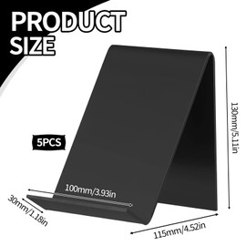 Pack of 5 Acrylic Book Stands Black Book Stand 13 x 11.5 x 10 cm Presentation Stand Slanted Book Holder Table Small Book Support for Books Photos Picture Albums Picture Books
