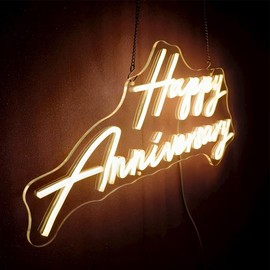 20X10 Inch Large Happy Anniversary Neon Sign, USB Powered Lights Sign, LED Celebratory Neon Lights Sign for Wedding Anniversary Party, Lights Up for Home, Bar, Shop, Warm White